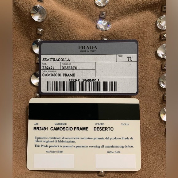 Prada Tan Suede Rhinestone Handbag - Picture 3 of 8